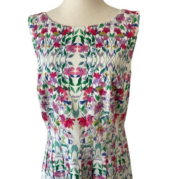Talbots Floral Print Pink Purple Green Sleeveless Midi Dress 6 - Picture 2 of 8